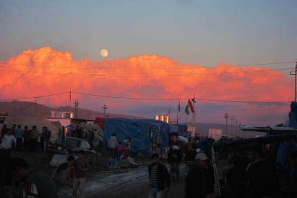Late afternoon near the entrance to Domiz Refugee Camp for Syrians, Iraq